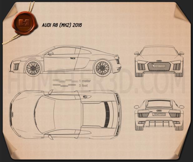 Audi R8 2016 Blueprint