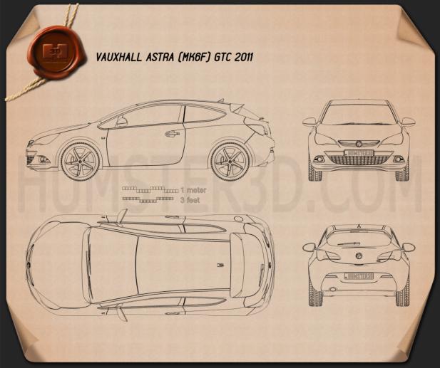 Vauxhall Astra GTC 2011 Disegno Tecnico