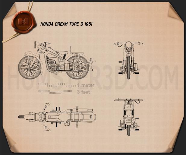 Honda Dream Type D 1951 Blueprint