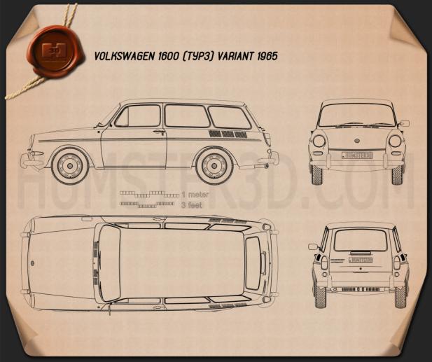Volkswagen Type 3 (1600) variant 1965 Blaupause