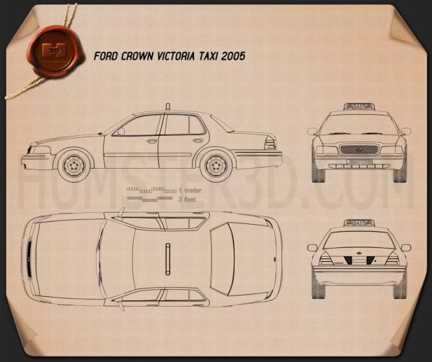Ford Crown Victoria New York Taxi 2005 Blueprint