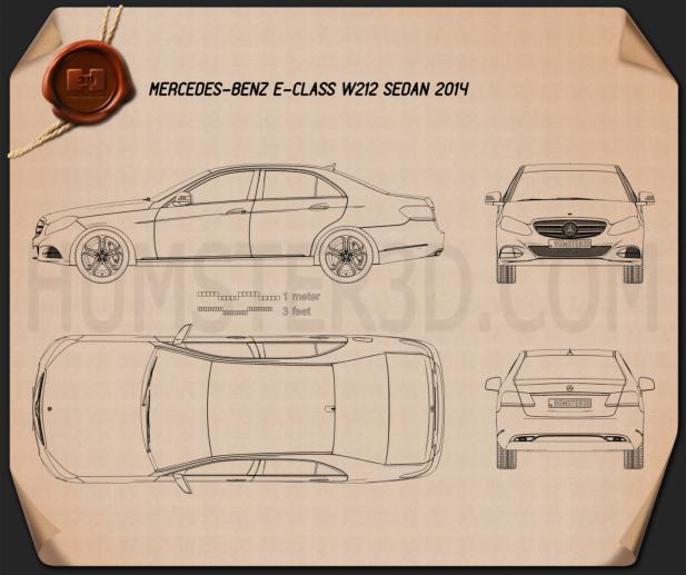 Mercedes-Benz E-class (W212) sedan 2014 Blueprint