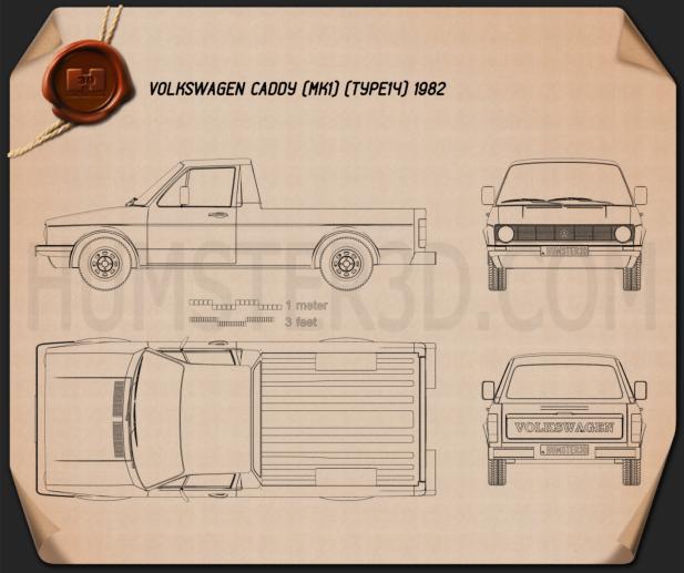 Volkswagen Caddy (Type 14) 1982 Blaupause