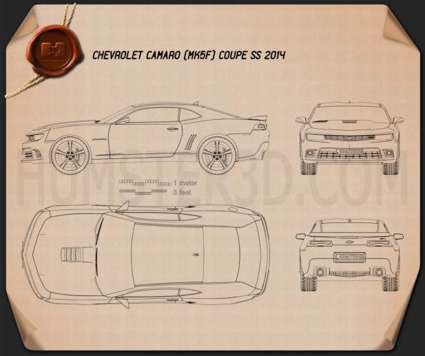Chevrolet Camaro SS coupé 2014 Disegno Tecnico