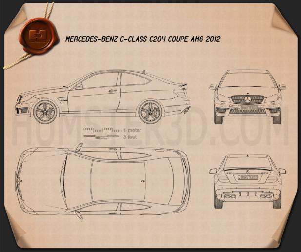 Mercedes-Benz C 클래스 63 AMG 쿠페 2012 테크니컬 드로잉