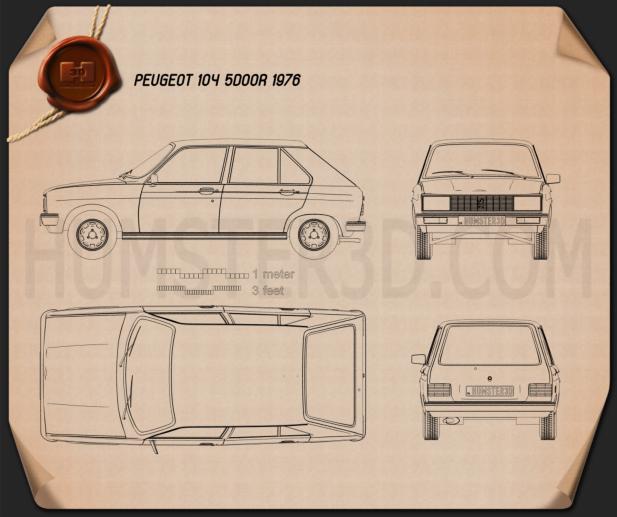Peugeot 104 1976 Blaupause