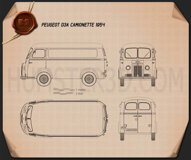 Peugeot D3A camionette 1954 蓝图