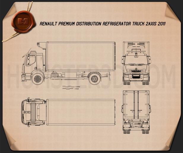 Renault Premium Distribution Refrigerator Truck 2011 Blueprint