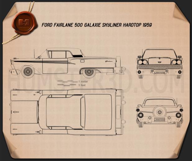 Ford Fairlane 500 Galaxie Skyliner 1959 Blueprint