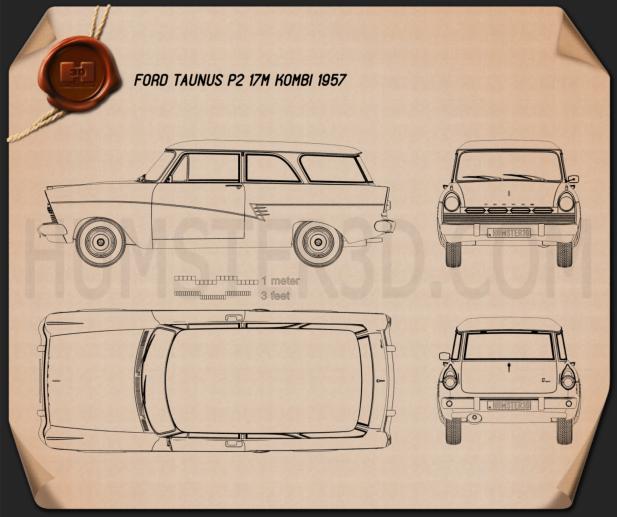Ford Taunus P2 17M kombi 1957 Blueprint