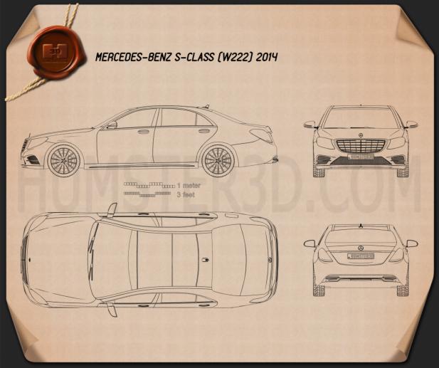 Mercedes-Benz S-class (W222) 2014 Blueprint