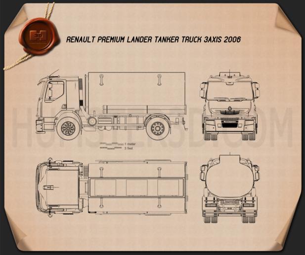 Renault Premium Lander Tanker Truck 2006 Blueprint