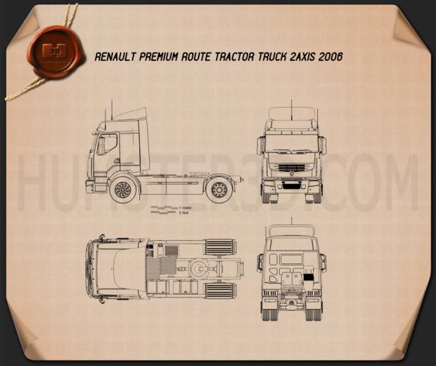 Renault Premium Route Sattelzugmaschine 2006 Blaupause