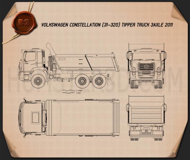 Volkswagen Constellation Tipper Truck 2011 Blueprint