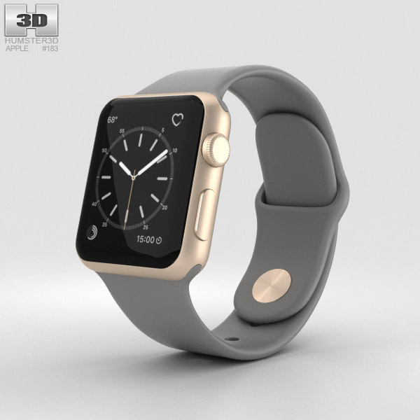 Apple Watch Series 2 38mm Gold Aluminum Case Concrete Sport Band 3D model