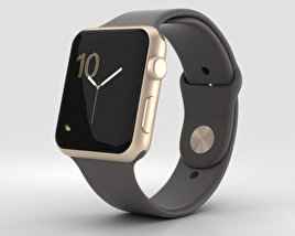 Apple Watch Series 2 42mm Gold Aluminum Case Cocoa Sport Band 3D-Modell