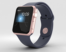 Apple Watch Series 2 42mm Rose Gold Aluminum Case Midnight Blue Sport Band Modelo 3D