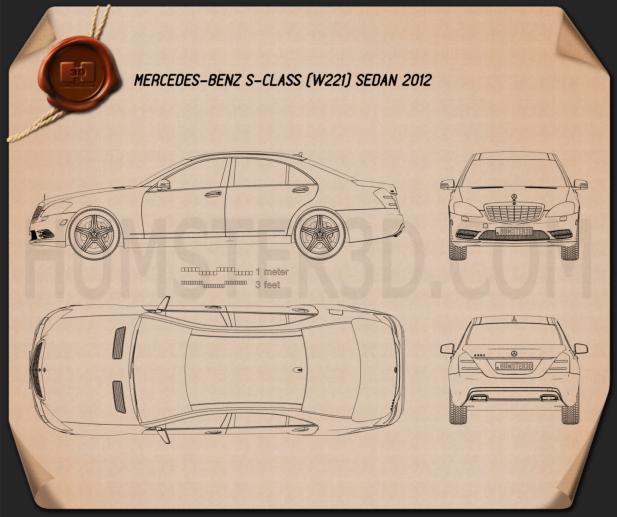 Mercedes-Benz S-class (W221) 2012 Blueprint