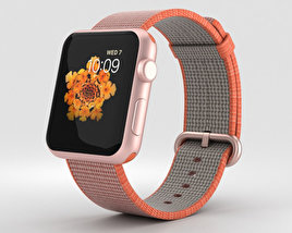 Apple Watch Series 2 42mm Rose Gold Aluminum Case Space Orange Woven Nylon 3D model