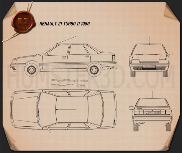 Renault 21 1986 Blueprint