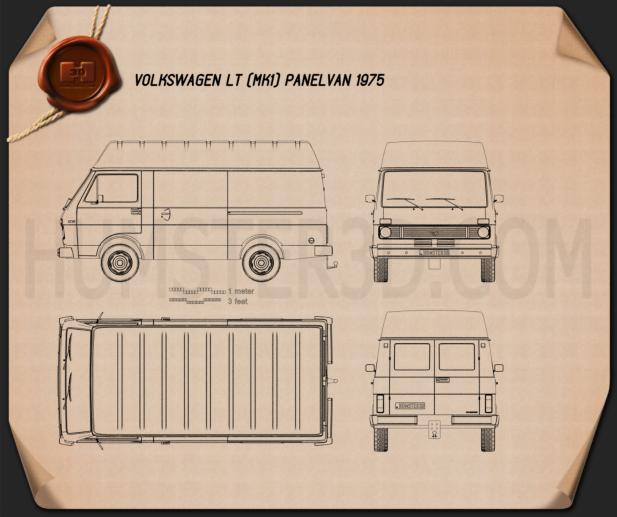 Volkswagen LT Panel Van 1975 테크니컬 드로잉