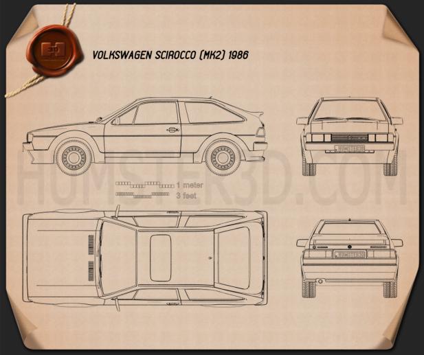Volkswagen Scirocco 1986 Креслення