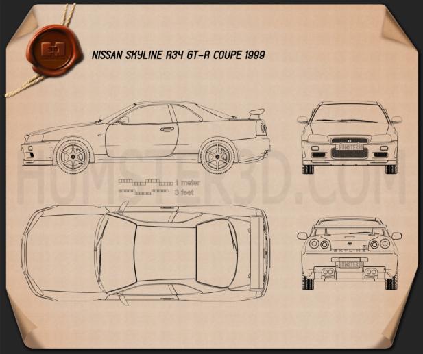 Nissan Skyline R34 GT-R cupé 1999 Plano