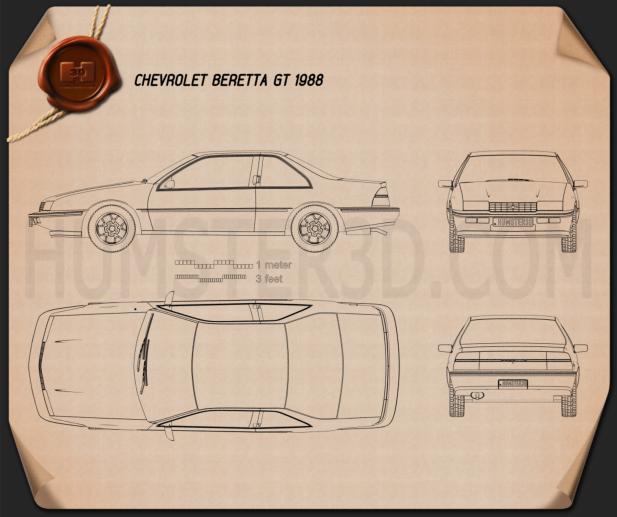 Chevrolet Beretta GT 1988 Blaupause