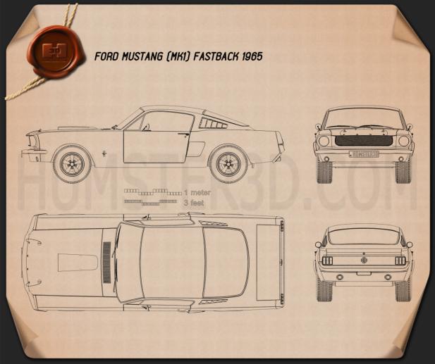 Ford Mustang Fastback 1965 테크니컬 드로잉