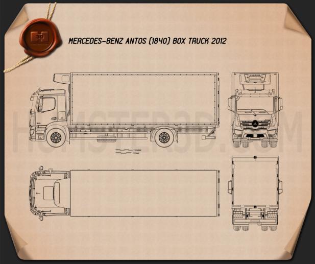 Mercedes-Benz Antos Box Truck 2012 Disegno Tecnico
