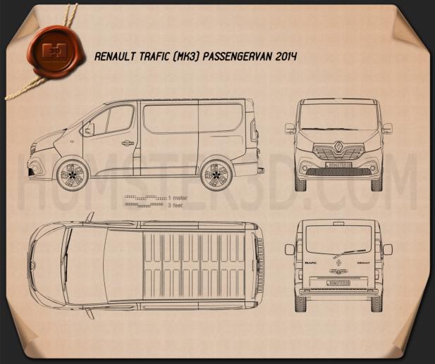 Renault Trafic Furgone Passeggeri 2014 Disegno Tecnico