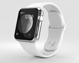 Apple Watch Series 2 38mm Stainless Steel Case White Sport Band 3D model