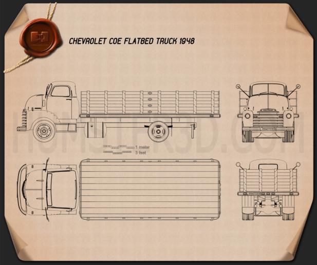 Chevrolet COE Camion Plateau 1948 Plan