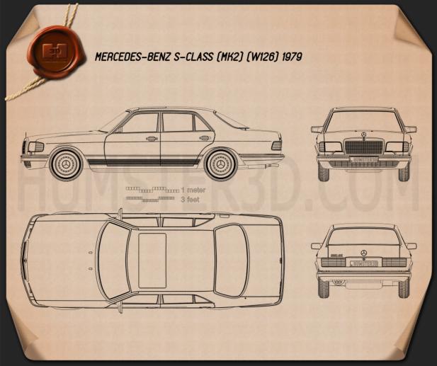 Mercedes-Benz S-class (W126) 1979 Blueprint