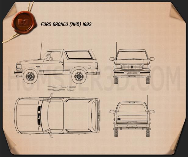 Ford Bronco 1992 Disegno Tecnico