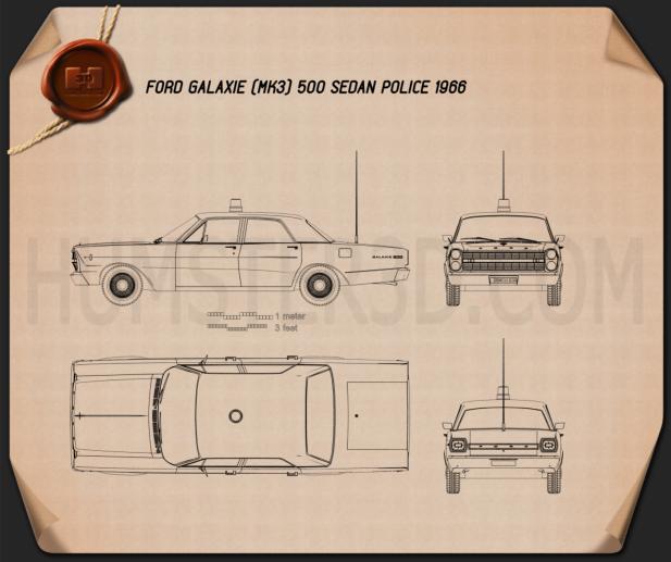 Ford Galaxie 500 Policía 1966 Plano
