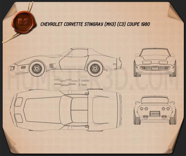 Chevrolet Corvette Stingray (C3) Coupe 1974 Blueprint