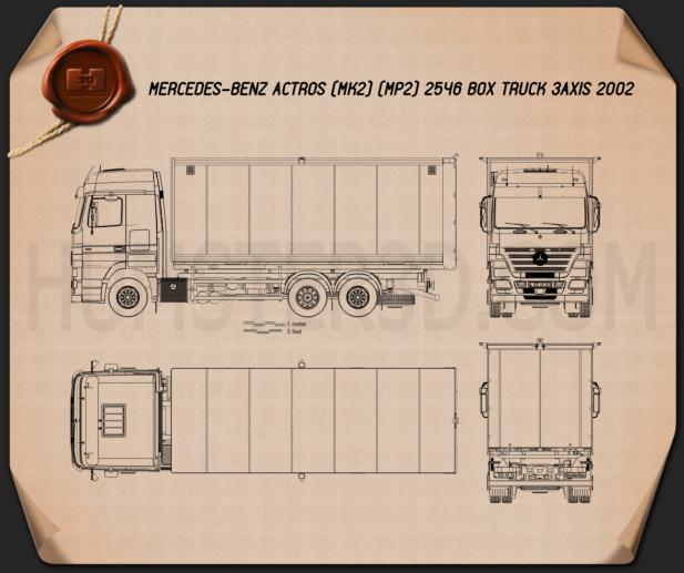 Mercedes-Benz Actros Box Truck 2002 Blueprint