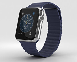 Apple Watch Series 2 42mm Stainless Steel Case Midnight Blue Leather Loop 3D model