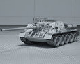 SU-100 구축전차 3D 모델  wire render