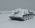SU-100 3D-Modell clay render