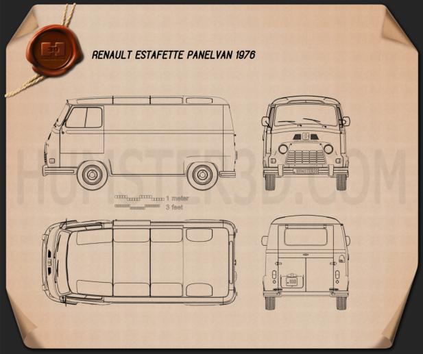 Renault Estafette Panel Van 1976 Blueprint