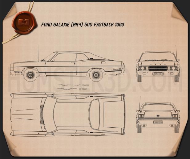 Ford Galaxie 500 fastback 1969 蓝图