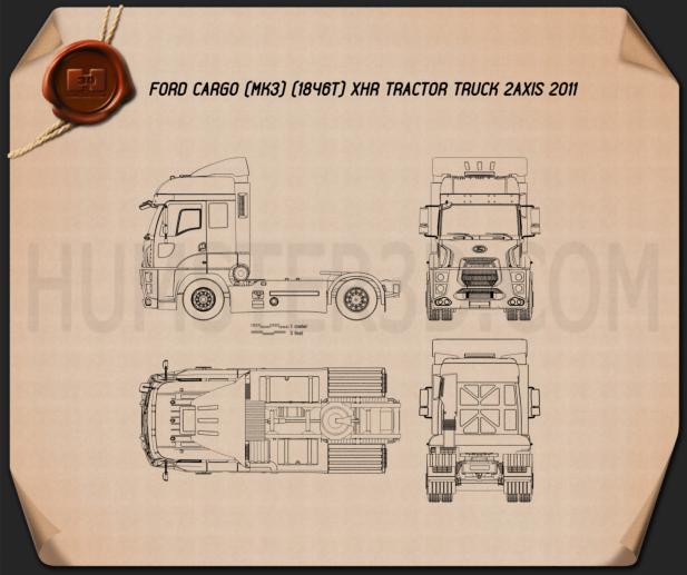 Ford Cargo XHR 트랙터 트럭 2011 테크니컬 드로잉