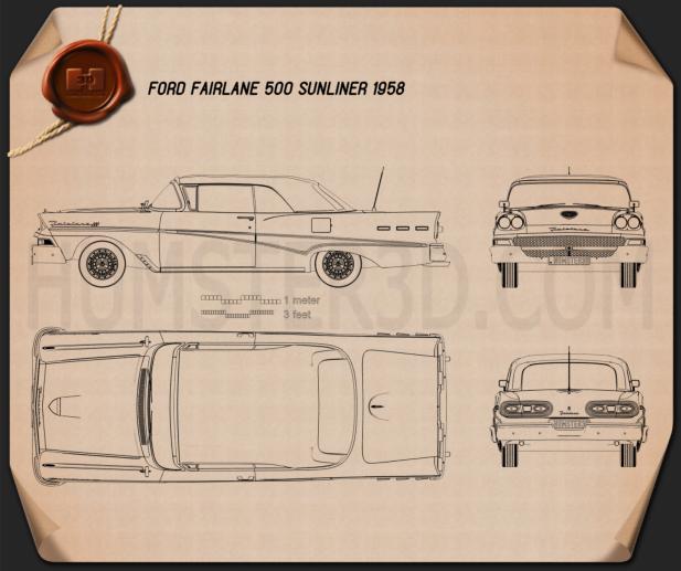 Ford Fairlane 500 Sunliner 1958 Blueprint