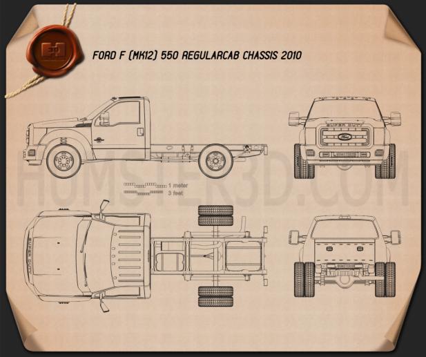 Ford F-550 Regular Cab Chassis 2010 Blueprint