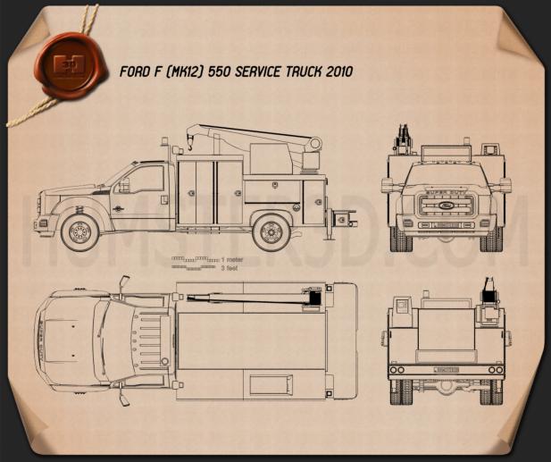 Ford F-550 Service Truck 2010 Blueprint