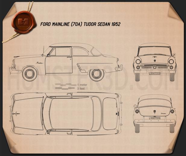 Ford Mainline (70A) Tudor 轿车 1952 蓝图