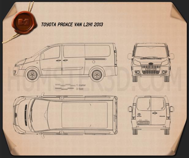 Toyota ProAce Van L2H1 2012 Blueprint