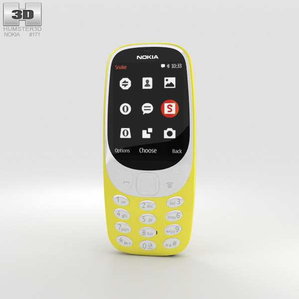 Nokia 3310 (2017) イエロー 3Dモデル